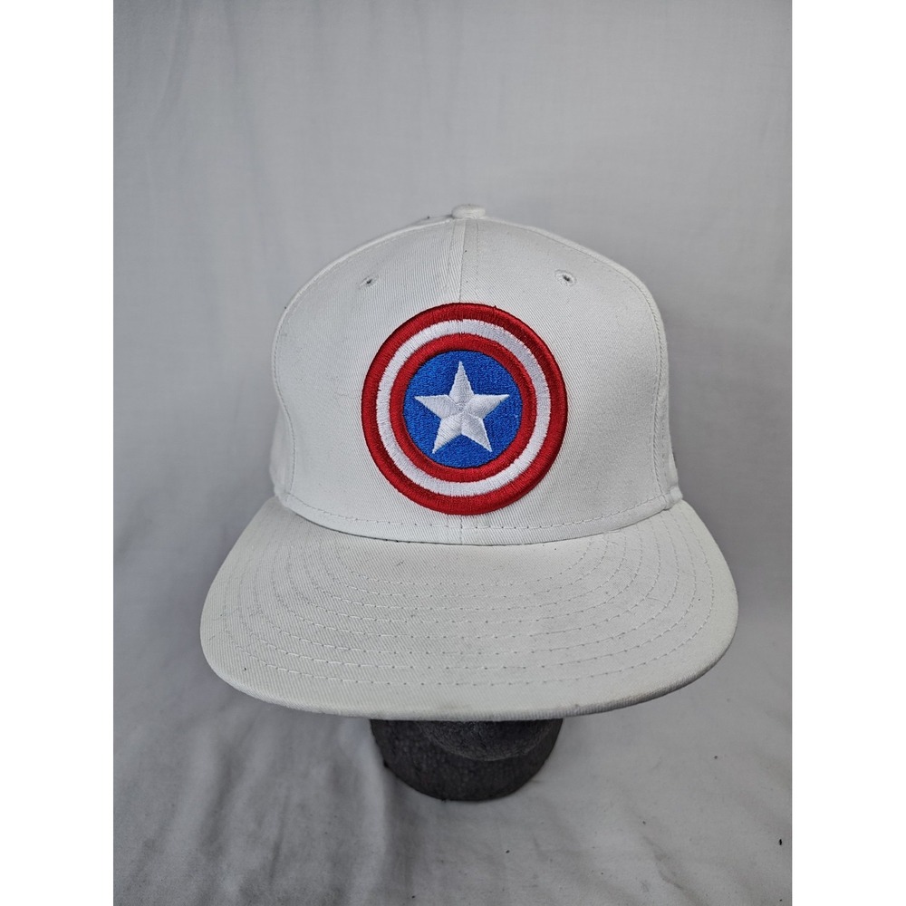 New Era 59FIFTY Marvel Captain America Fitted Hat 7 5/8 White IPCC Promo Flat